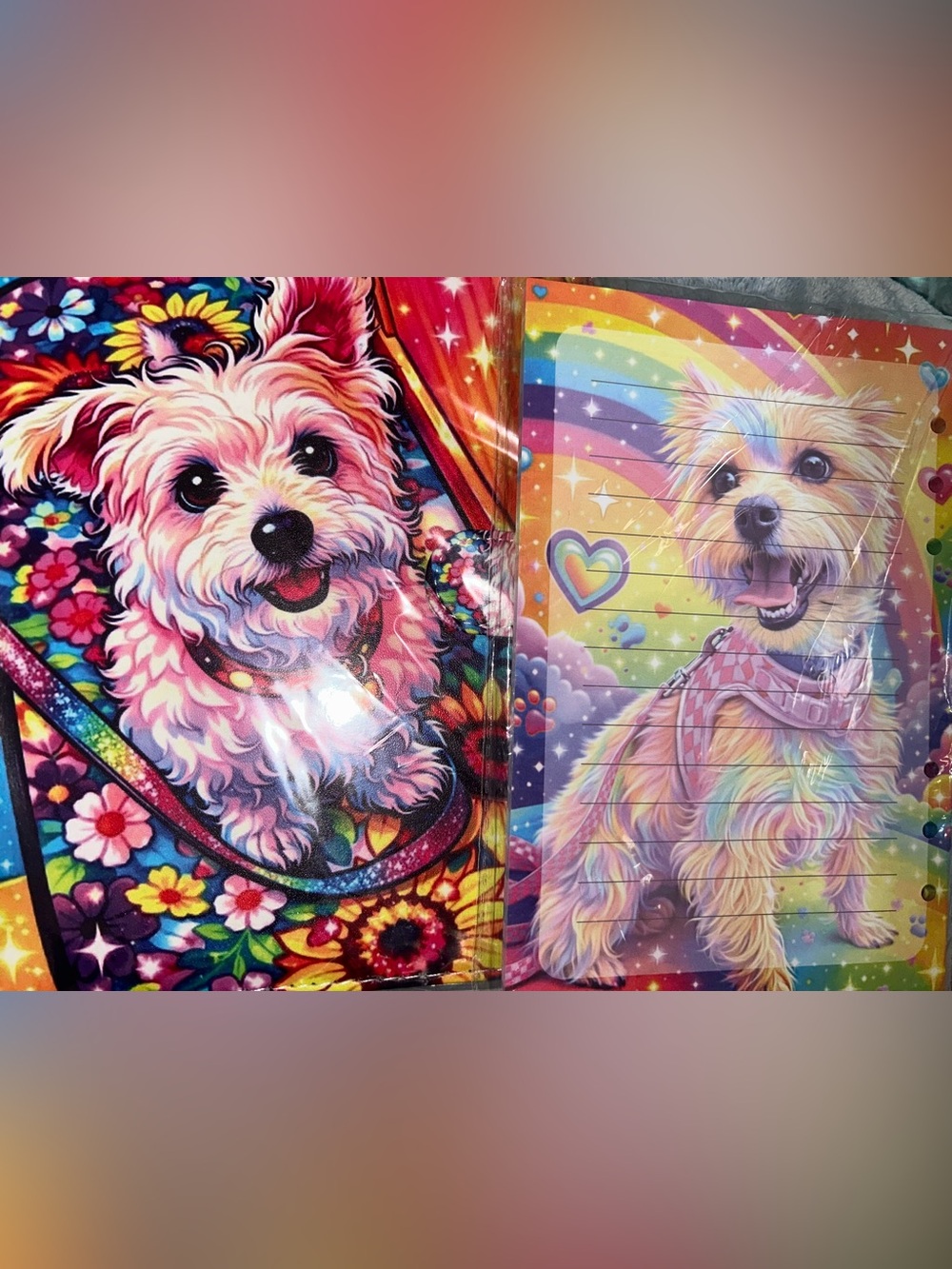 Lisa Frank Dog A5 binder with Refill Paper